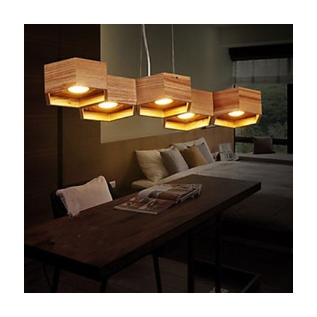 Lampada a sospensione Country in legno e bambù