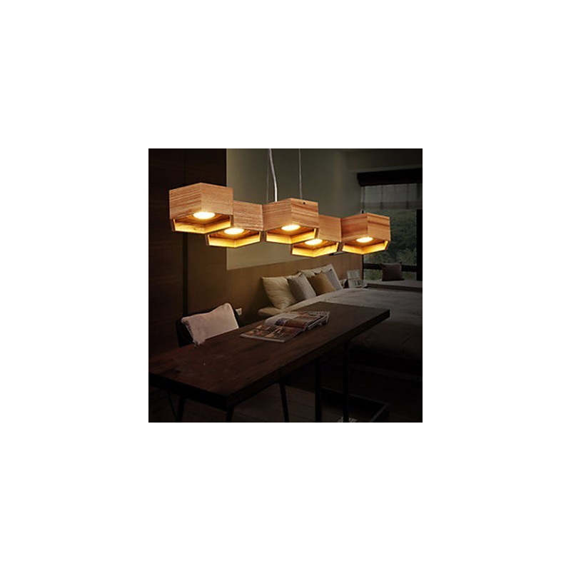 Lampada a sospensione Country in legno e bambù