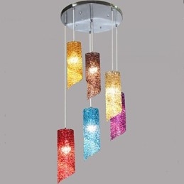 Lampada a sospensione cilindrica rotonda lunga in alluminio multicolore