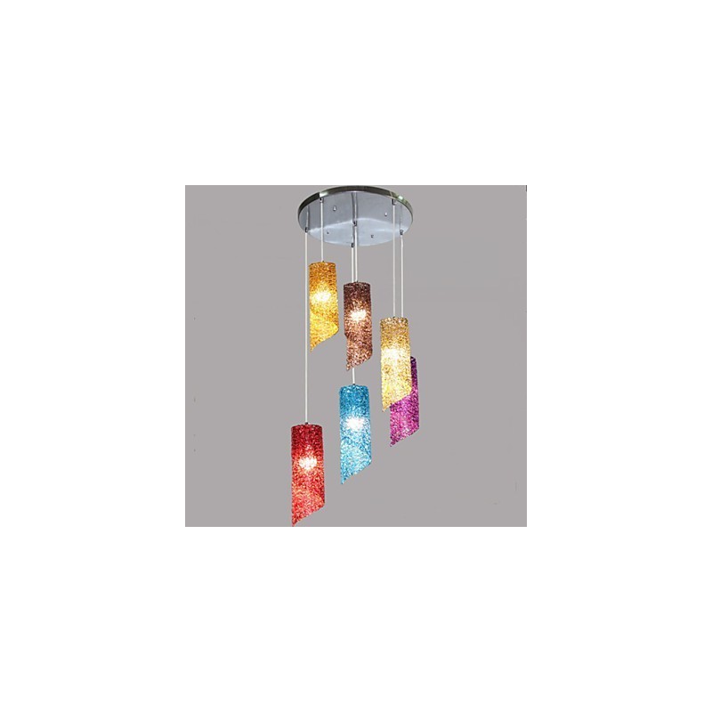 Lampada a sospensione cilindrica rotonda lunga in alluminio multicolore