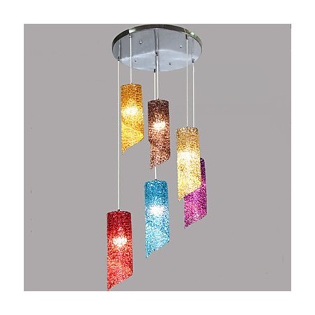 Lampada a sospensione cilindrica rotonda lunga in alluminio multicolore