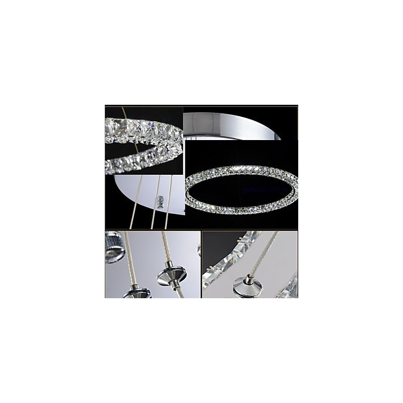 Lampadario a sospensione moderno in cristallo K9 D40 cm, singolo, argento