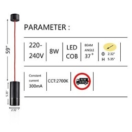 1 Mini lampada a sospensione LED nera anodizzata in alluminio