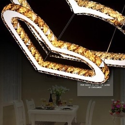 Lampadario a sospensione in cristallo K9 trasparente o ambra a doppio cuore LED