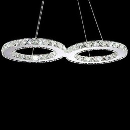Lampadario a sospensione moderno in cristallo e metallo, 2 luci