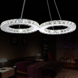 Lampadario a sospensione moderno in cristallo e metallo, 2 luci