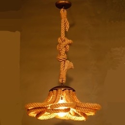 Lampada a sospensione rustica americana in corda, stile retrò