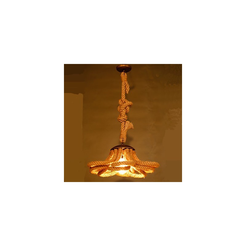 Lampada a sospensione rustica americana in corda, stile retrò
