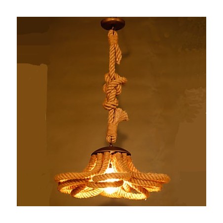 Lampada a sospensione rustica americana in corda, stile retrò