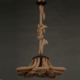 Lampada a sospensione rustica americana in corda, stile retrò