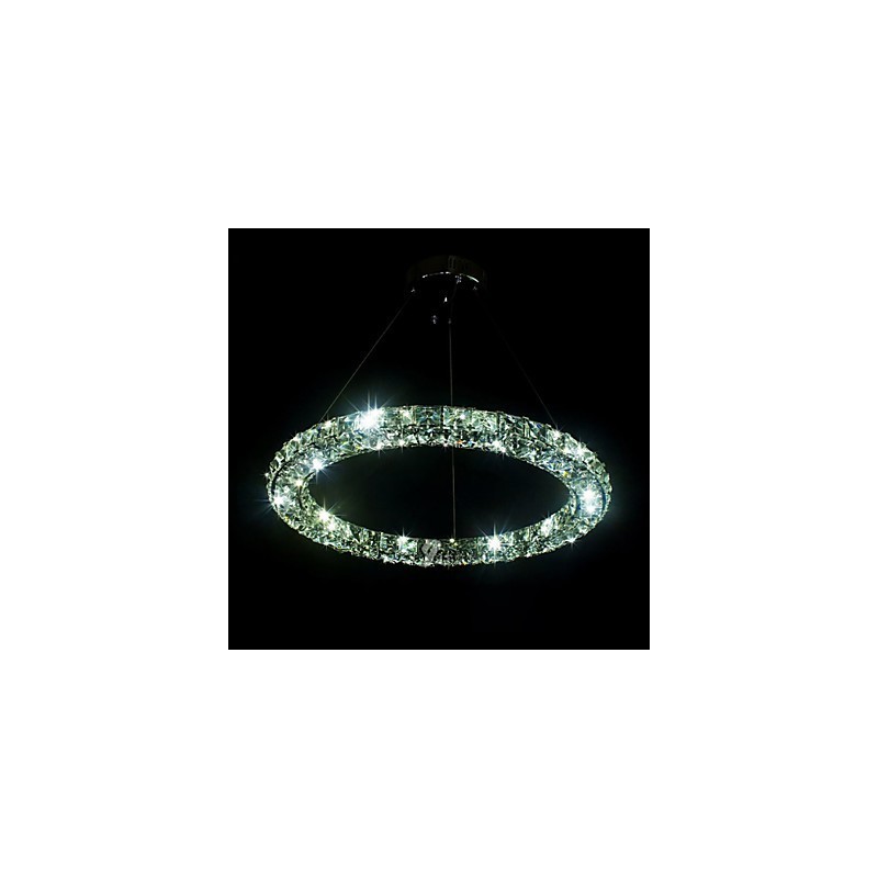 Lampadario a sospensione moderno in cristallo K9 D40 cm, singolo, argento