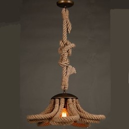 Lampada a sospensione rustica americana in corda, stile retrò