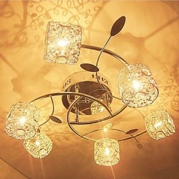 Plafoniera a filo moderna contemporanea in cristallo argentato elettroplaccato 52 cm 8x G4