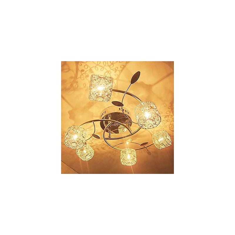 Plafoniera a filo moderna contemporanea in cristallo argentato elettroplaccato 52 cm 8x G4
