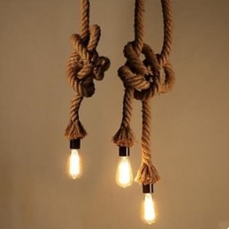 Lampadario a sospensione in corda di canapa con 3 luci