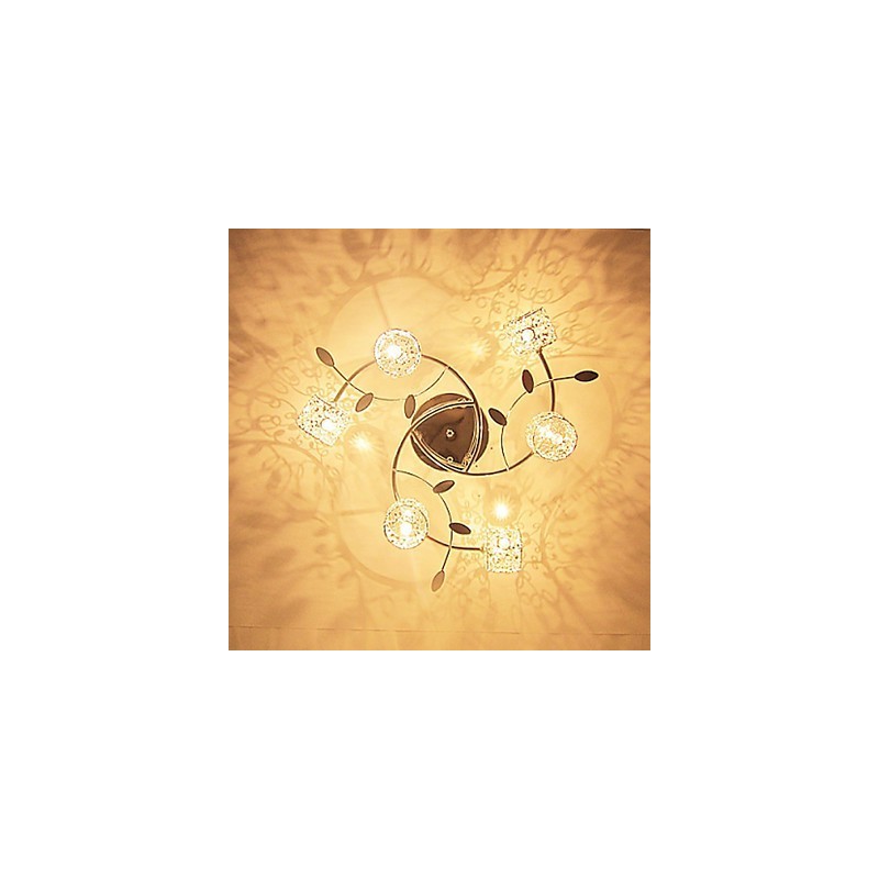 Plafoniera a filo moderna contemporanea in cristallo argentato elettroplaccato 52 cm 8x G4
