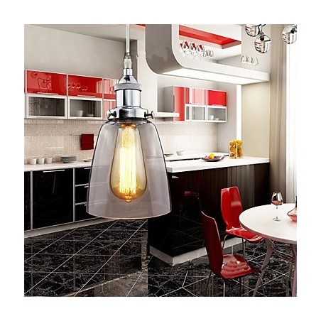Lampada a sospensione industriale retrò Edison in vetro cromato, 3 luci E26/E27