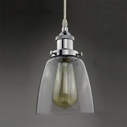 Lampada a sospensione industriale retrò Edison in vetro cromato, 3 luci E26/E27