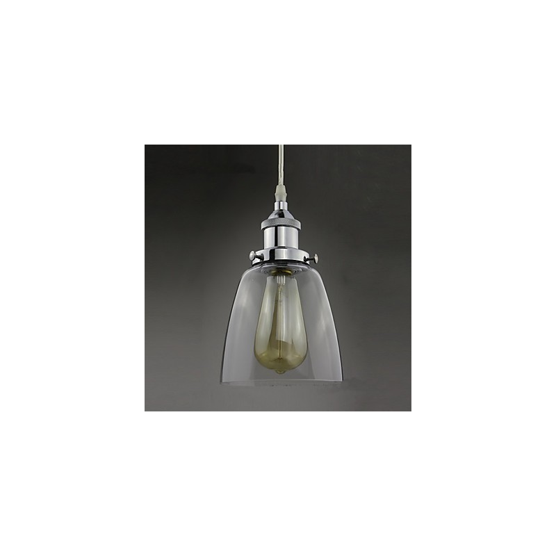 Lampada a sospensione industriale retrò Edison in vetro cromato, 3 luci E26/E27