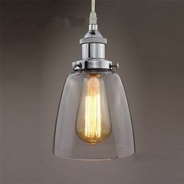 Lampada a sospensione industriale retrò Edison in vetro cromato, 3 luci E26/E27