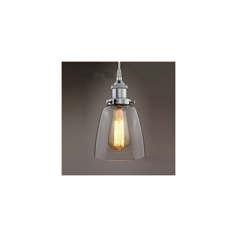 Lampada a sospensione industriale retrò Edison in vetro cromato, 3 luci E26/E27