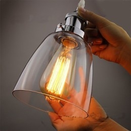 Lampada a sospensione industriale retrò Edison in vetro cromato, 3 luci E26/E27