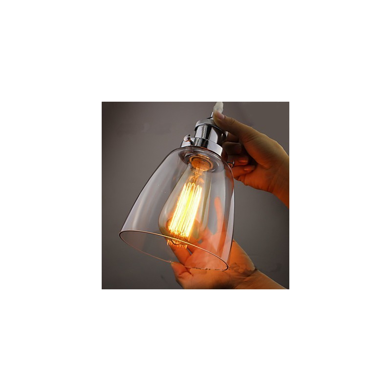 Lampada a sospensione industriale retrò Edison in vetro cromato, 3 luci E26/E27