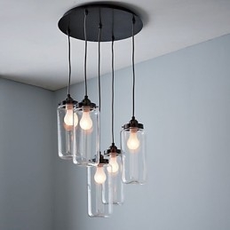 Lampada a sospensione vintage classica in vetro trasparente E26/E27, 1 lampadina
