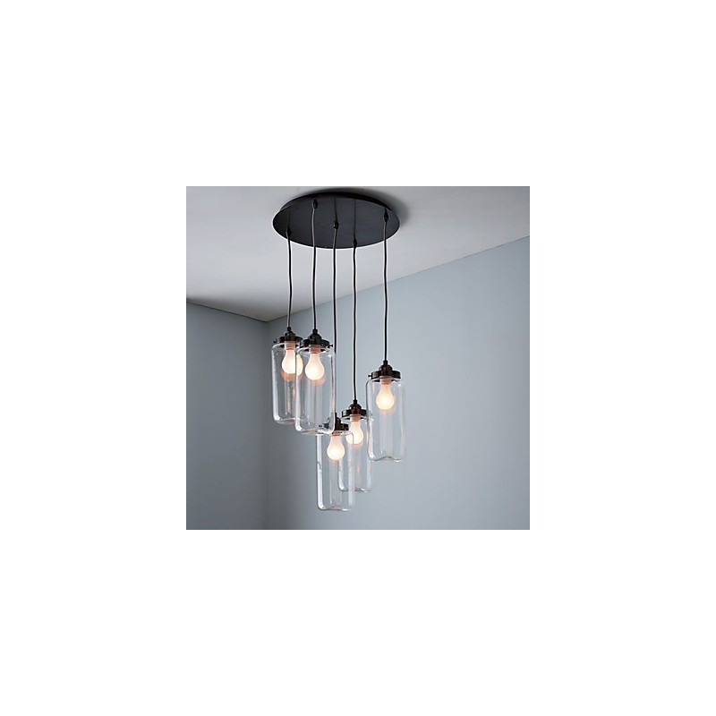 Lampada a sospensione vintage classica in vetro trasparente E26/E27, 1 lampadina