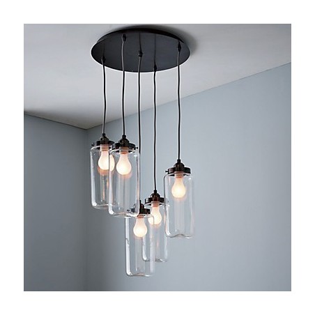 Lampada a sospensione vintage classica in vetro trasparente E26/E27, 1 lampadina