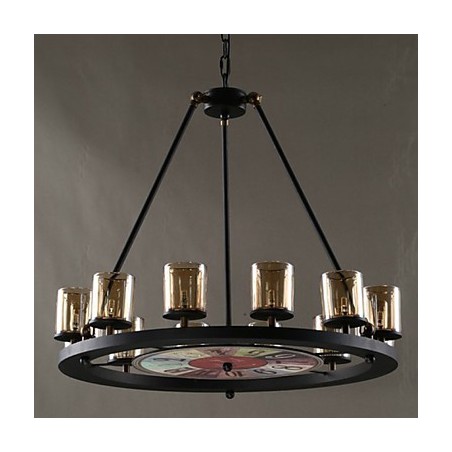 Lampadario Tieyi in metallo nero con paralumi grigi, G4, 65 cm