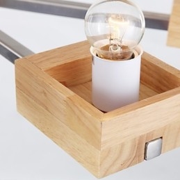 Lampada a sospensione country in legno e bambù, 10 lampadine E26/E27, catena regolabile