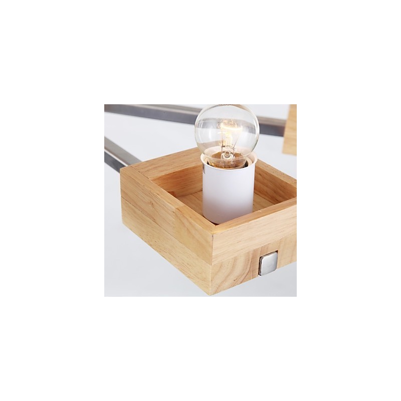 Lampada a sospensione country in legno e bambù, 10 lampadine E26/E27, catena regolabile