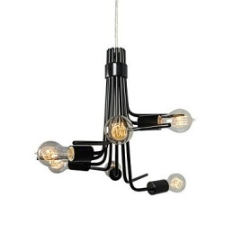 Lampada a sospensione moderna nordamericana a 6 luci nera