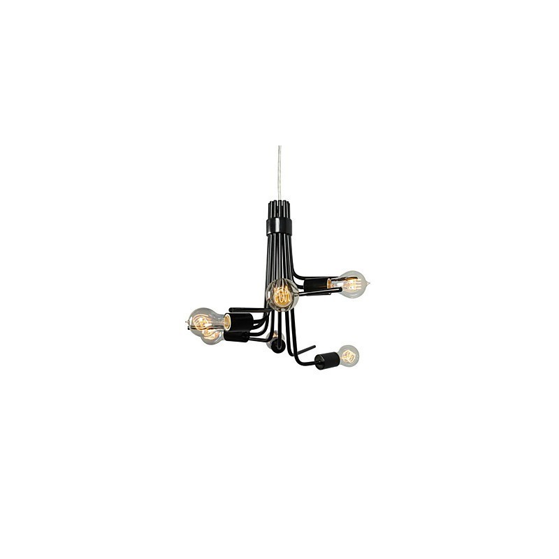 Lampada a sospensione moderna nordamericana a 6 luci nera
