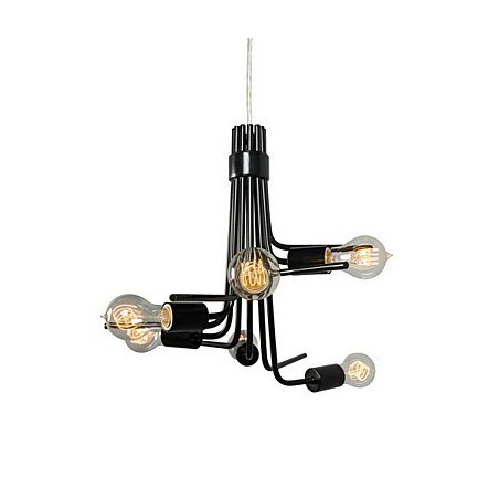 Lampada a sospensione moderna nordamericana a 6 luci nera