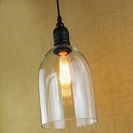 Lampada a sospensione vintage retrò country classica tradizionale in vetro trasparente nera, 3 luci