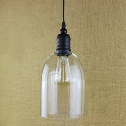 Lampada a sospensione vintage retrò country classica tradizionale in vetro trasparente nera, 3 luci