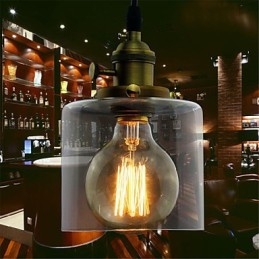 Lampada a sospensione industriale vintage in vetro e ottone ART Cafe Garage