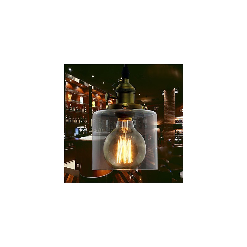 Lampada a sospensione industriale vintage in vetro e ottone ART Cafe Garage
