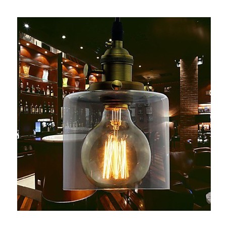 Lampada a sospensione industriale vintage in vetro e ottone ART Cafe Garage