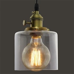 Lampada a sospensione industriale vintage in vetro e ottone ART Cafe Garage
