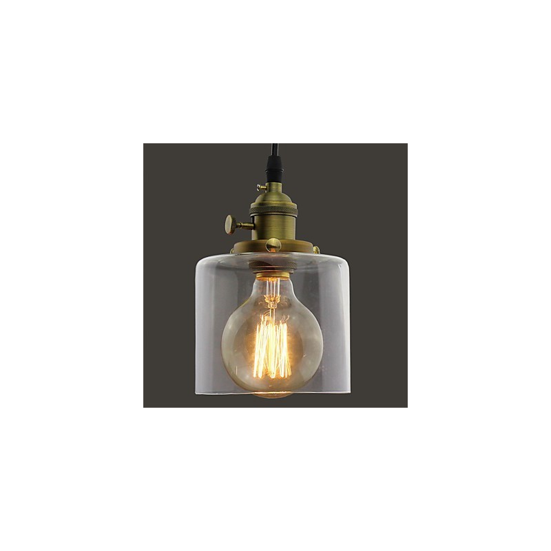 Lampada a sospensione industriale vintage in vetro e ottone ART Cafe Garage