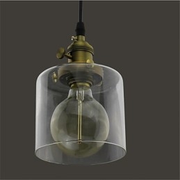 Lampada a sospensione industriale vintage in vetro e ottone ART Cafe Garage