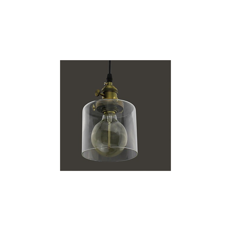 Lampada a sospensione industriale vintage in vetro e ottone ART Cafe Garage