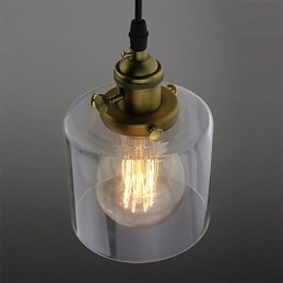 Lampada a sospensione industriale vintage in vetro e ottone ART Cafe Garage