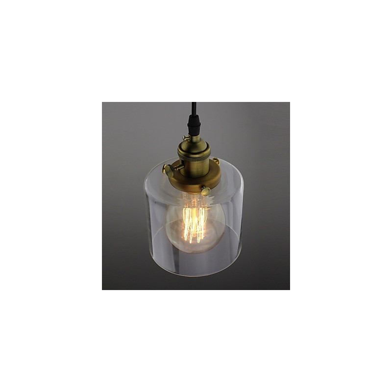 Lampada a sospensione industriale vintage in vetro e ottone ART Cafe Garage