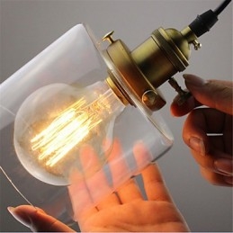 Lampada a sospensione industriale vintage in vetro e ottone ART Cafe Garage