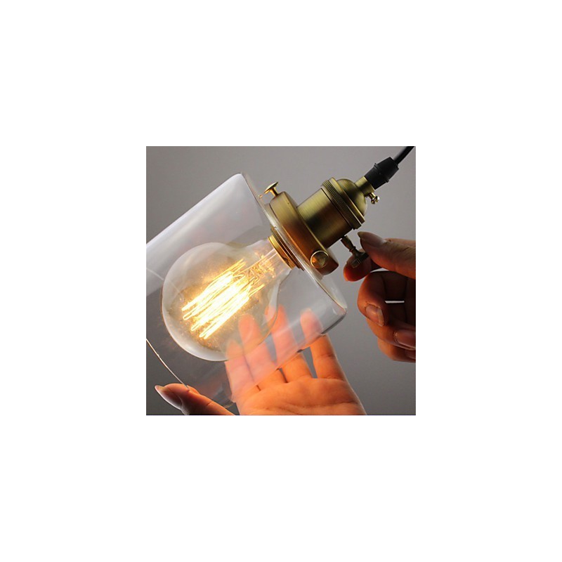 Lampada a sospensione industriale vintage in vetro e ottone ART Cafe Garage