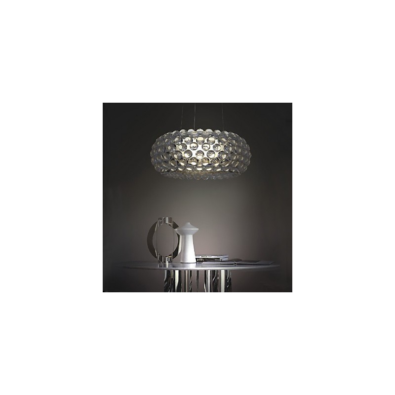 Lampada a sospensione con perline cromata in acrilico 1 luce Dia 14 x H 14 cm